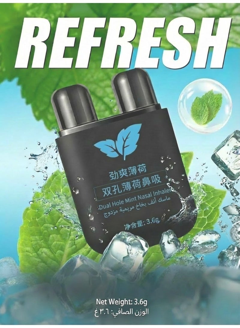 عصي استنشاق الأنف العطرية المحمولة 1 قطعة - منثول منعش قوي | تصميم ثنائي الفوهات بدون إضافات | يخفف من انسداد الأنف ويزيد من التركيز واليقظة | قابل لإعادة الاستخدام للقيادة والدراسة وتخفيف البرد - Image 2